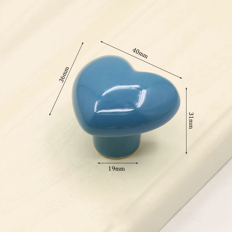 Ceramic Cabinet Knobs and Handles Colorful Heart Drawer Closet Handles Home Room Furniture Handle Door Hardware Single Hole