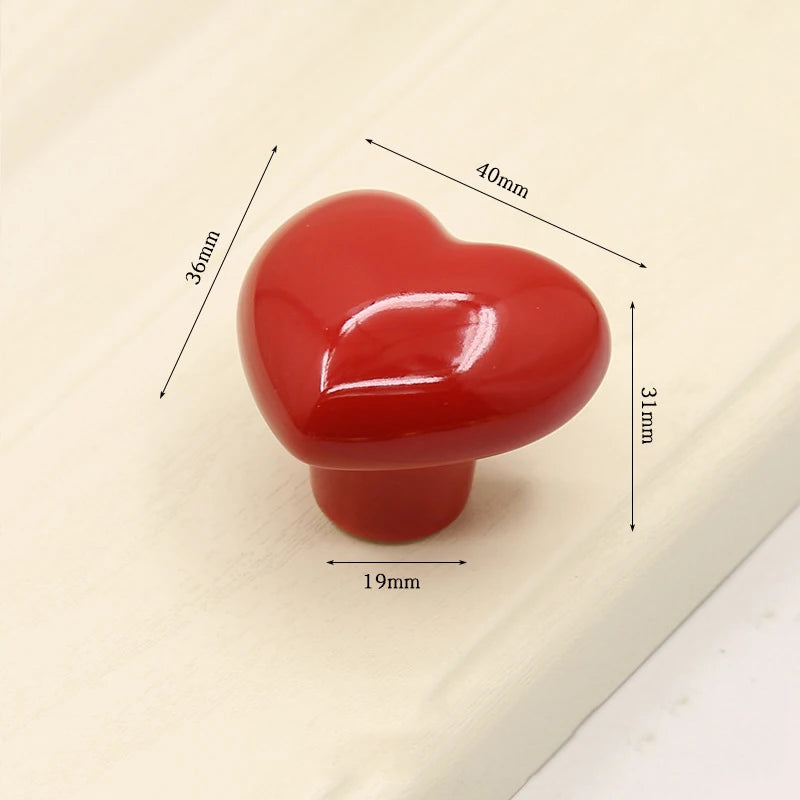 Ceramic Cabinet Knobs and Handles Colorful Heart Drawer Closet Handles Home Room Furniture Handle Door Hardware Single Hole