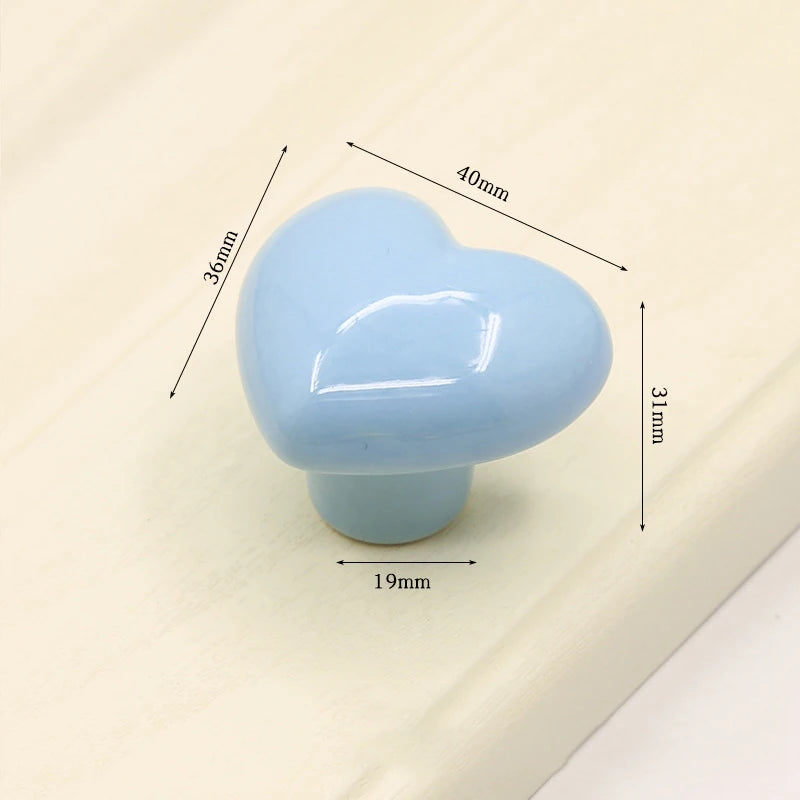 Ceramic Cabinet Knobs and Handles Colorful Heart Drawer Closet Handles Home Room Furniture Handle Door Hardware Single Hole