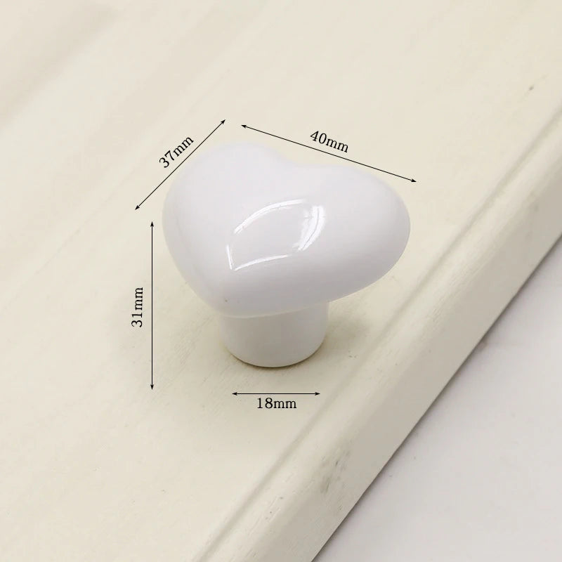 Ceramic Cabinet Knobs and Handles Colorful Heart Drawer Closet Handles Home Room Furniture Handle Door Hardware Single Hole