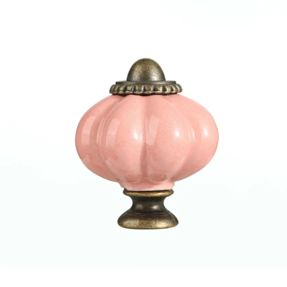 Simple Single Hole Ceramic Pumpkin Handle European Style Vintage Cabinet Knob Round Door Pull Handles Wine Cabinet